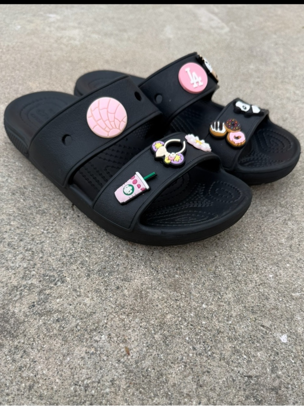 Crocs Sandals Two Strap Slides womens 6 Mens Sz 4 Black Birkencrocs summer pool - Picture 5 of 5